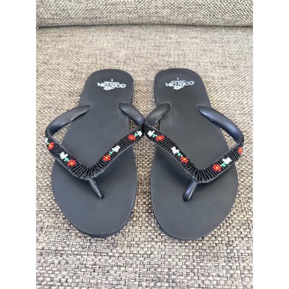WOMEN'S‎ COBIAN FLIP FLOP SANDAL BLACK BEADED 8